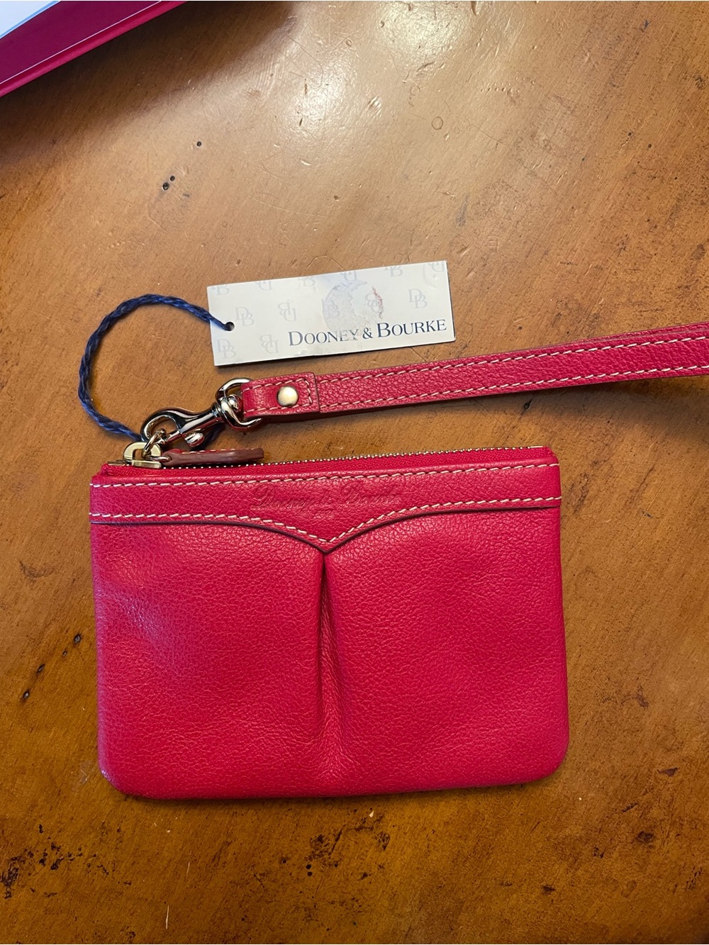 Dooney & Bourke Red Leather Wristlet with Gold Hardware NWT